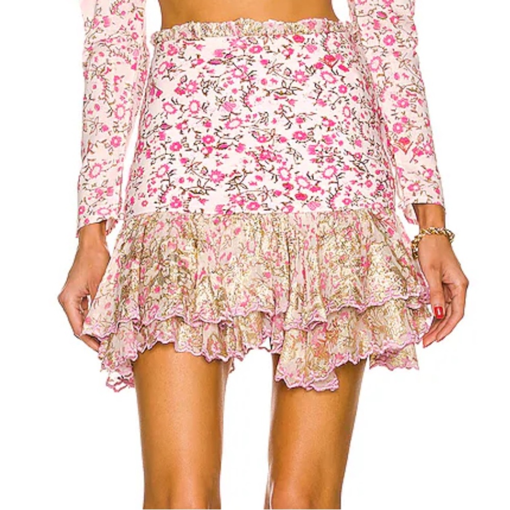 HEMANT & NANDITA Pink Floral Mini Skirt